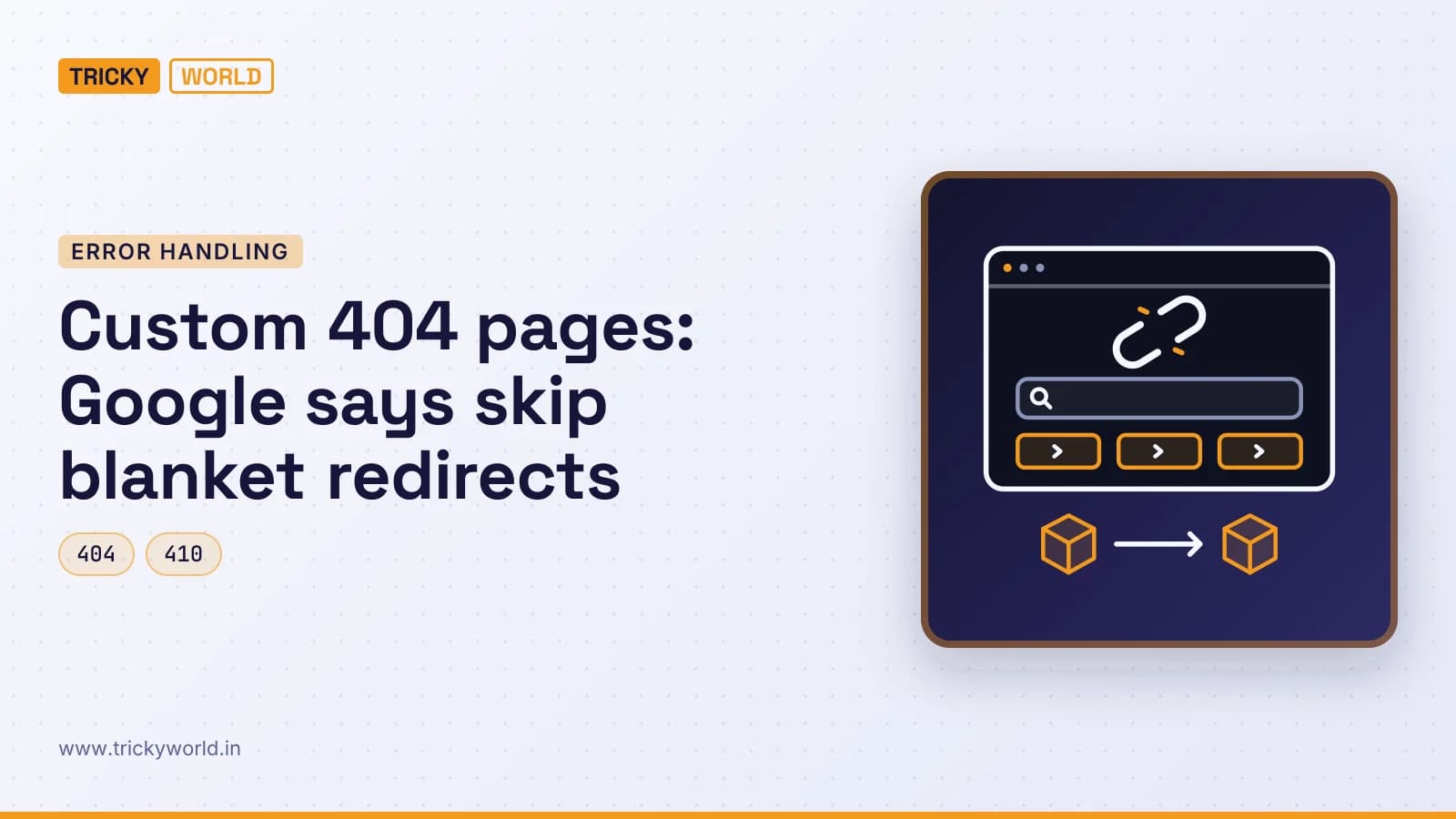A helpful missing-page screen beside a relevant product redirect illustrates Google's guidance on custom 404 pages.